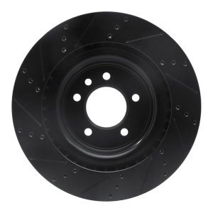Land Rover Range Rover Sport Brake Rotor (1) - Rear Right - R1 Concepts - Drilled & Slotted - Black - `14-`24